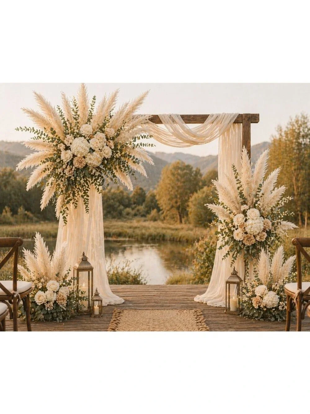 Cream Pampas Grass 3 Stem Faux Pampas Beige Neutral Vase Filler Farmhouse
